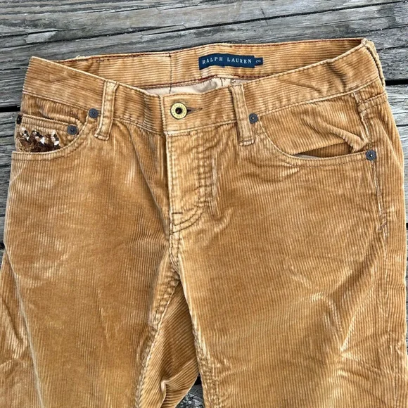 Ralph Lauren Blue Label Mustard Corduroy 650 Thompson Pants Women's 26